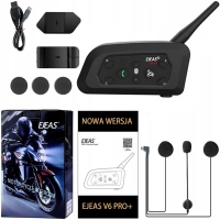 INTERKOM INTERCOM MOTOCYKLOWY EJEAS V6 PRO+ NOWA WERSJA 1200m Bluetooth HQ