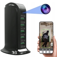 UKRYTA KAMERA WiFi W ŁADOWARCE 5xUSB ŁADOWARKA SZPIEGOWSKA PODGLĄD NA ŻYWO