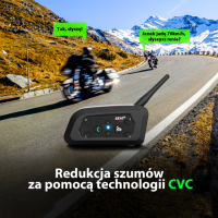 INTERKOM INTERCOM MOTOCYKLOWY EJEAS V6 PRO+ NOWA WERSJA 1200m Bluetooth HQ