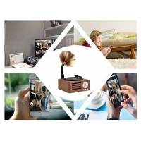 GŁOŚNIK BLUETOOTH GRAMOFON Z UKRYTĄ KAMERĄ WiFi, DETEKCJA RUCHU, APLIKACJA