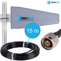 MOCNY WZMACNIACZ SYGNAŁU TELEFONU GSM i INTERNETU 2G 4G +ANTENY 23 dBi 15m