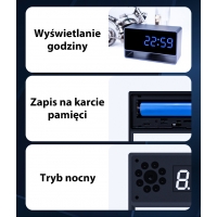 ZEGAR Z UKRYTĄ KAMERĄ SZPIEGOWSKĄ WiFi PODGLĄD NA ŻYWO, NAGRYWANIE W NOCY