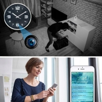 DYSKRETNIE UKRYTA MINI KAMERA WiFi W ZEGARZE NA ŚCIANĘ, PODGLĄD NA TELEFON