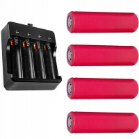 ŁADOWARKA+4 AKUMULATORY OGNIWA 18650 SANYO 2000mAh