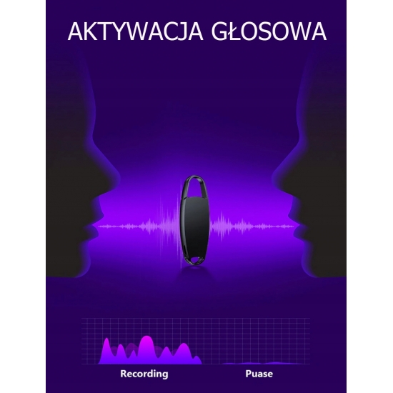 DYKTAFON BRELOCZEK NA KLUCZE AKTYWOWANY DŹWIĘKIEM