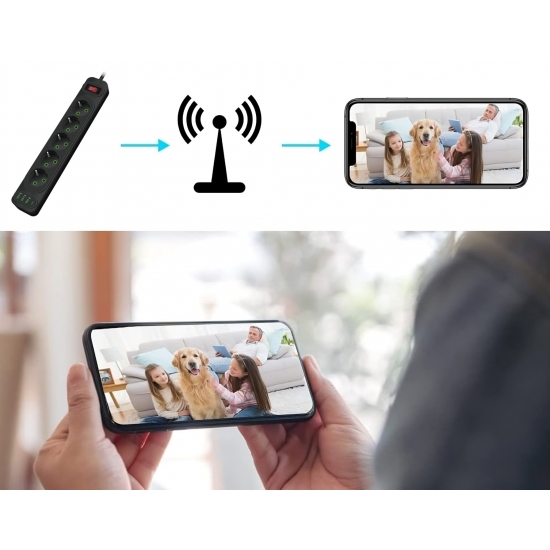 UKRYTA KAMERA WiFi W LISTWIE ZASILAJĄCEJ PRZEDŁUŻACZ DETEKCJA OBRAZ NA ŻYWO