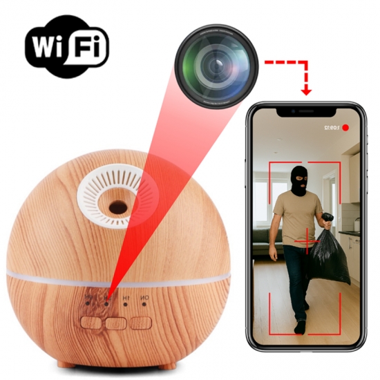 DYSKRETNIE UKRYTA KAMERA SZPIEGOWSKA WiFi W DYFUZORZE OBRAZ +DŹWIEK NA ŻYWO