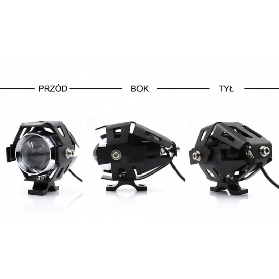 LAMPY REFLEKTORY HALOGENY MOTOCYKLOWE LED CRE U5 3000LM 2szt 3 tryby 12-80V