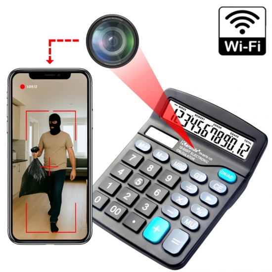 UKRYTA SZPIEGOWSKA KAMERA WiFi W KALKULATORZE DETEKCJA RUCH PODGLĄD NA ŻYWO