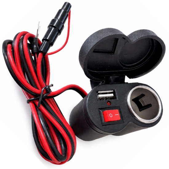 ŁADOWARKA MOTOCYKLOWA USB 12-24V do MOTORU SKUTERA QUAD GNIAZDO ZAPALNICZKI