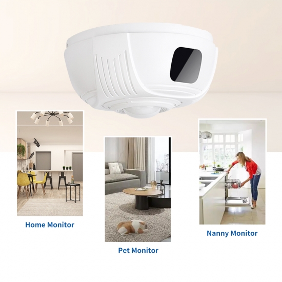 UKRYTA KAMERA WIFI W ATRAPIE CZUJNIKA DYMU CZADU DETEKCJA, OBRAZ + DŹWIĘK