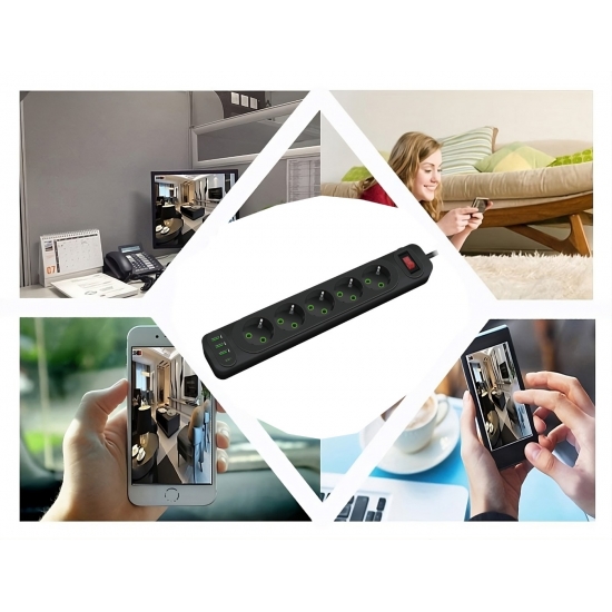 UKRYTA KAMERA WiFi W LISTWIE ZASILAJĄCEJ PRZEDŁUŻACZ DETEKCJA OBRAZ NA ŻYWO