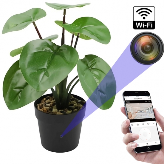 KAMERA WIFI DYSKRETNIE UKRYTA W KWIATKU DETEKCJA RUCHU OBRAZ NA ŻYWO FullHD