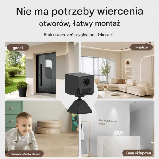 MINI MONITORING KAMERA SZPIEGOWSKA Wi-Fi, DETEKCJA RUCHU , TRYB DZIEŃ / NOC