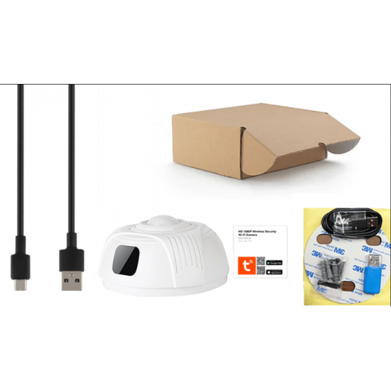 UKRYTA KAMERA WIFI W ATRAPIE CZUJNIKA DYMU CZADU DETEKCJA, OBRAZ + DŹWIĘK