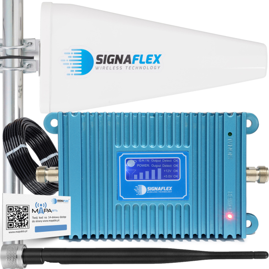 ZESTAW - WZMACNIACZ ZASIĘGU SYGNAŁU INTERNETU GSM DCS 4G LTE + ANTENY 15m