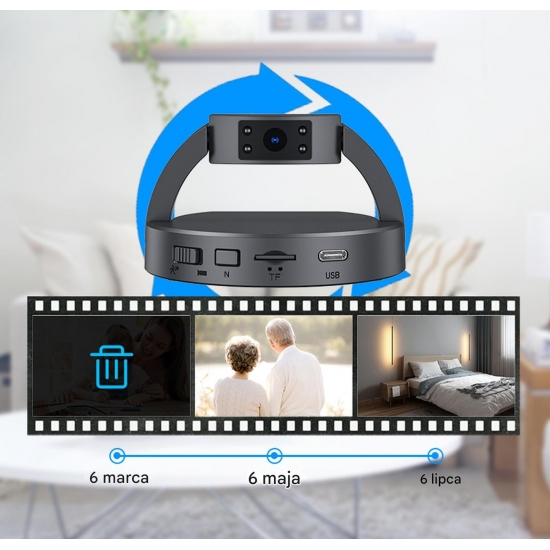 BEZPRZEWODOWA KAMERA SZPIEGOWSKA 1080P DETEKCJA RUCHU, NAGRYWANIE 8 GODZIN