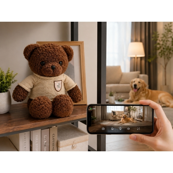 DYSKRETNIE UKRYTA KAMERA WiFi W ZABAWCE PLUSZAKU MIŚKU DETEKCJA RUCHU 1080P
