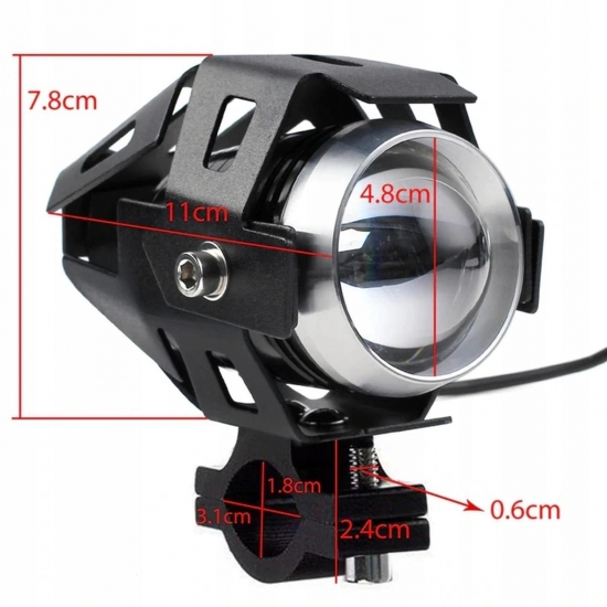 LAMPY REFLEKTORY HALOGENY MOTOCYKLOWE LED CRE U5 3000LM 2szt 3 tryby 12-80V