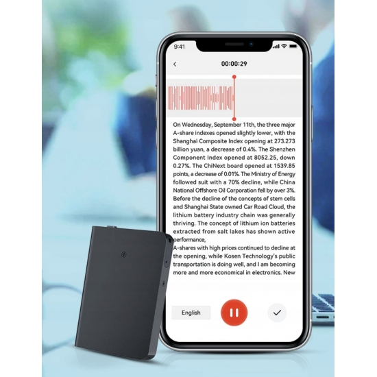 INTELIGENTNY DYKTAFON AI Bluetooth ChatGPT Transkrypcja- GŁOS NA TEKST ,APP
