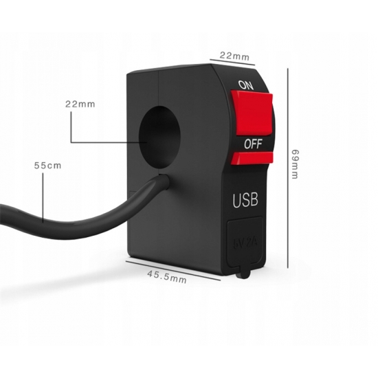 PRZEŁACZNIK WŁĄCZNIK USB MOTOCYKLOWY DO MOTORU