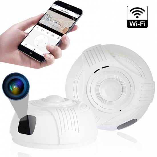 UKRYTA KAMERA WIFI W ATRAPIE CZUJNIKA DYMU CZADU DETEKCJA, OBRAZ + DŹWIĘK