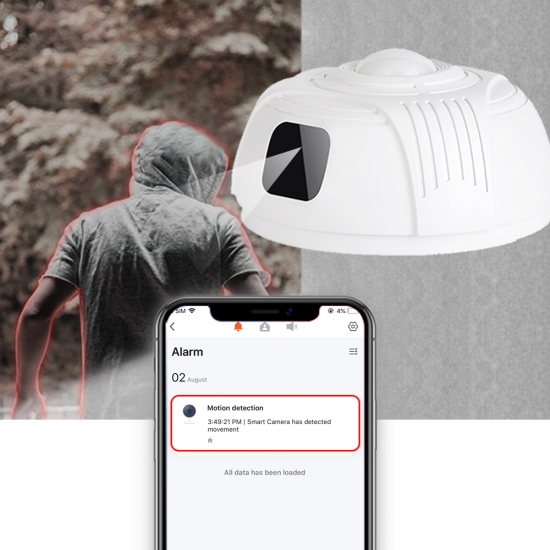 UKRYTA KAMERA WIFI W ATRAPIE CZUJNIKA DYMU CZADU DETEKCJA, OBRAZ + DŹWIĘK